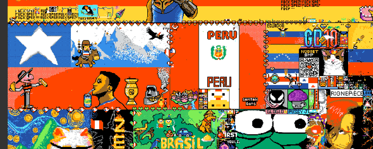 CapitanGatoYT's tweet photo. ⭐️Día 3 de la guerra finalizado.
🕒Tiempo total en directo: 14 horas. 
Logros: 
✅Bandera de Perú más grande de todo el subreddit.
✅Apoyo a chile con su bandera
✅Creación de las banderas de venezuela, puerto rico y ecuador.
✅Apoyo a colombia a expandirse y defenderse de los bots
✅Logos del nuggetsmp, gato del canal, y pollo de minecraft.
✅Alianzas con todos los representates de Latam para hacer sus banderas

❤️Latam unido, jamas será vencido⭐️. Mañana seguimos, DEFIENDAN AL POLLO Y A PERÚ PORFAVOR❤️