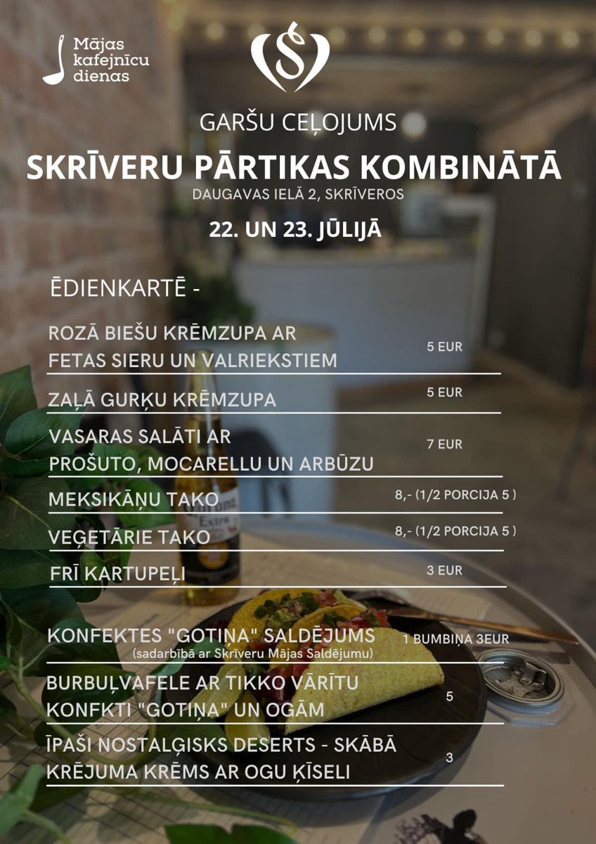 Kādi Jums šodien plāni?! Ja vēl domājat, ko labu sadarīt, varam piedāvāt paciemoties pie mums!☺️Katras stundas sākumā konfekšu Gotiņu ietīšanas( ēšanas) meistarklase. Gardi ēdieni mūsu Kombināta kafejnīcā…Gaidam Jūs šodien līdz 18.00
Daugavas iela 2, Klidziņa, Skrīveru pagasts!