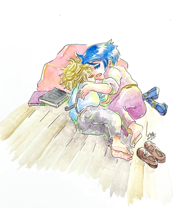 『お昼寝』  ~MM 24時。 #透明水彩 #アナログ絵