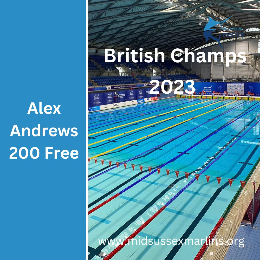 MSMswim's tweet photo. British Championships 2023 π - Day 2
Good luck to:
Alex Andrews
200 Free, H4 L9
Racing at 08:38
πΊ Watch here session 3 https://t.co/eZAHShVkZq
π Results https://t.co/EczfCKqAQ8
#Swimming #SussexSwimming #TeamMarlins #MSMSwim #BritishChamps2023 #SummerChamps23 https://t.co/1x9wQOwVQM