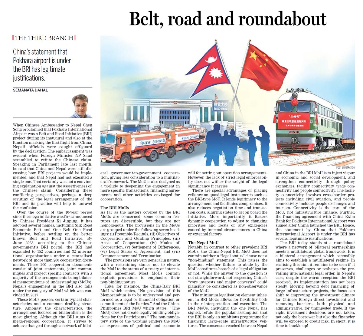 the3rdbranch's tweet photo. Not a geo-political, neither an economist perspective but a tackling of the mega Belt and Road Initiative (BRI) from a humble legal lens in today’s Kathmandu Post. Link: https://t.co/rUKbV7rLKD https://t.co/93D21egKqi