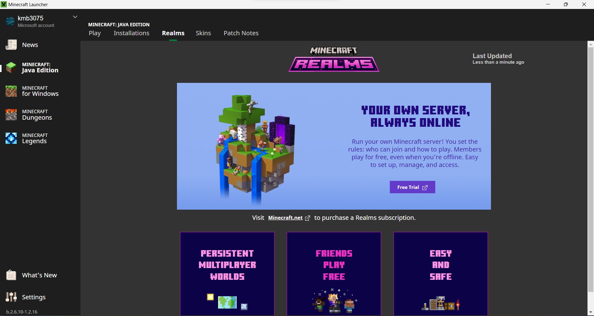 Kmb on twitter new in the minecraft launcher beta a realms tab for