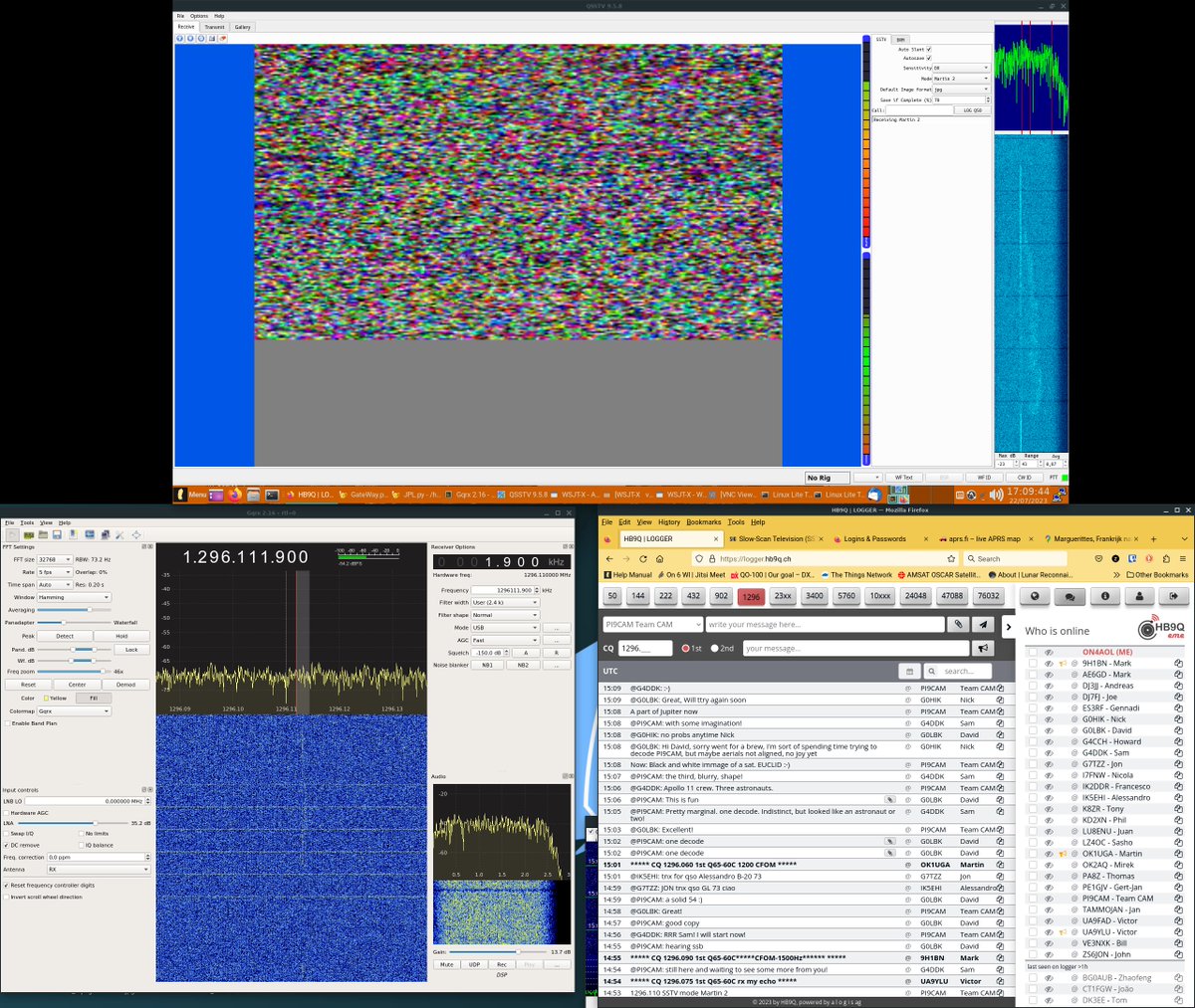 on4aol's tweet photo. @g0lbk @PI9CAM Nice David ,
No luck this side on my 1.4m prime focus ,only a faint trace. It did recognize Martin 2 as SSTV mode
73 ON4AOL https://t.co/Le1pmRh8g0