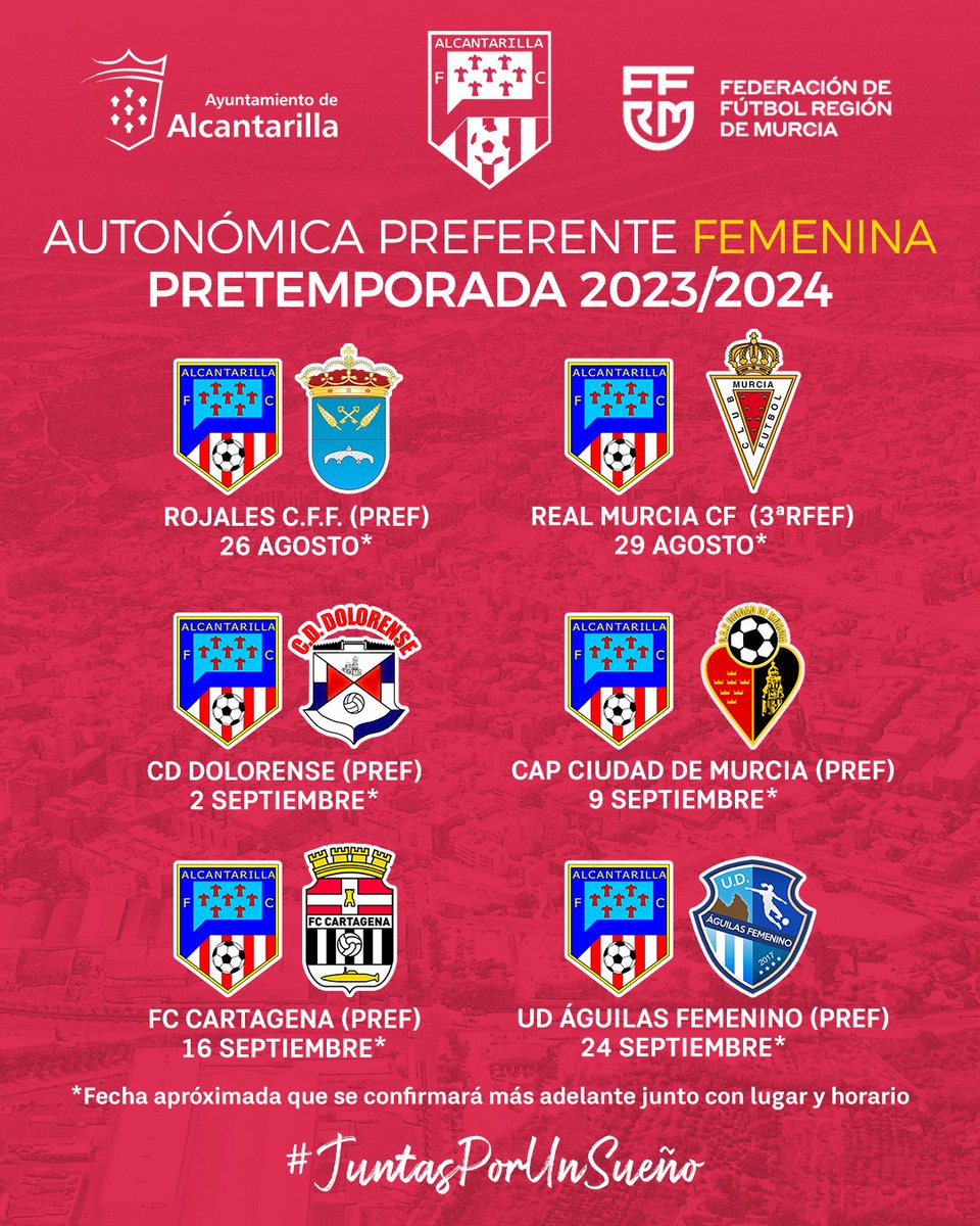 #PRETEMPORADA #FEMENINO 2023/2024

El primer equipo femenino rojiblanco de <a href="/juakogf/">joaquin garcia</a> disputará los siguientes encuentros preparatorios de cara a la competición en Autonómica #Preferente

#JuntasPorUnSueño ❤🤍