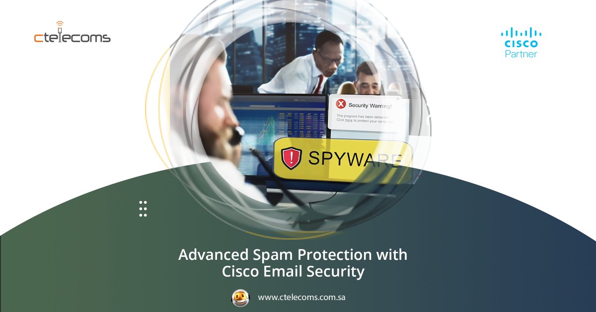ctelecoms_ksa's tweet photo. 🔹 Spam is a complex problem that demands a sophisticated solution. Ctelecoms makes it easy with Cisco Email Security that blocks unwanted emails using a multilayered scanning architecture that examines the complete context of a message.
https://t.co/LslJuHjg0s.
#Email_Security https://t.co/G0aUGwn11K