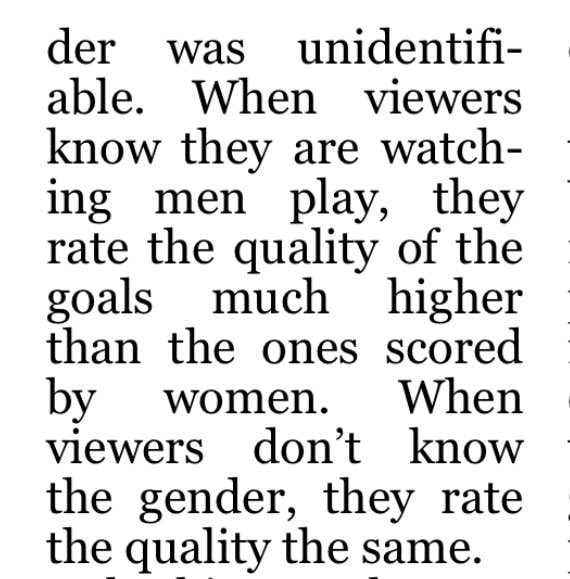 Well, what do you know? If people don't know the gender of the players scoring goals, they rate women's ones as highly as men's ones. When they do know, they say the men's goals are far better #theauthoritygap #thefootballgap #lionesses