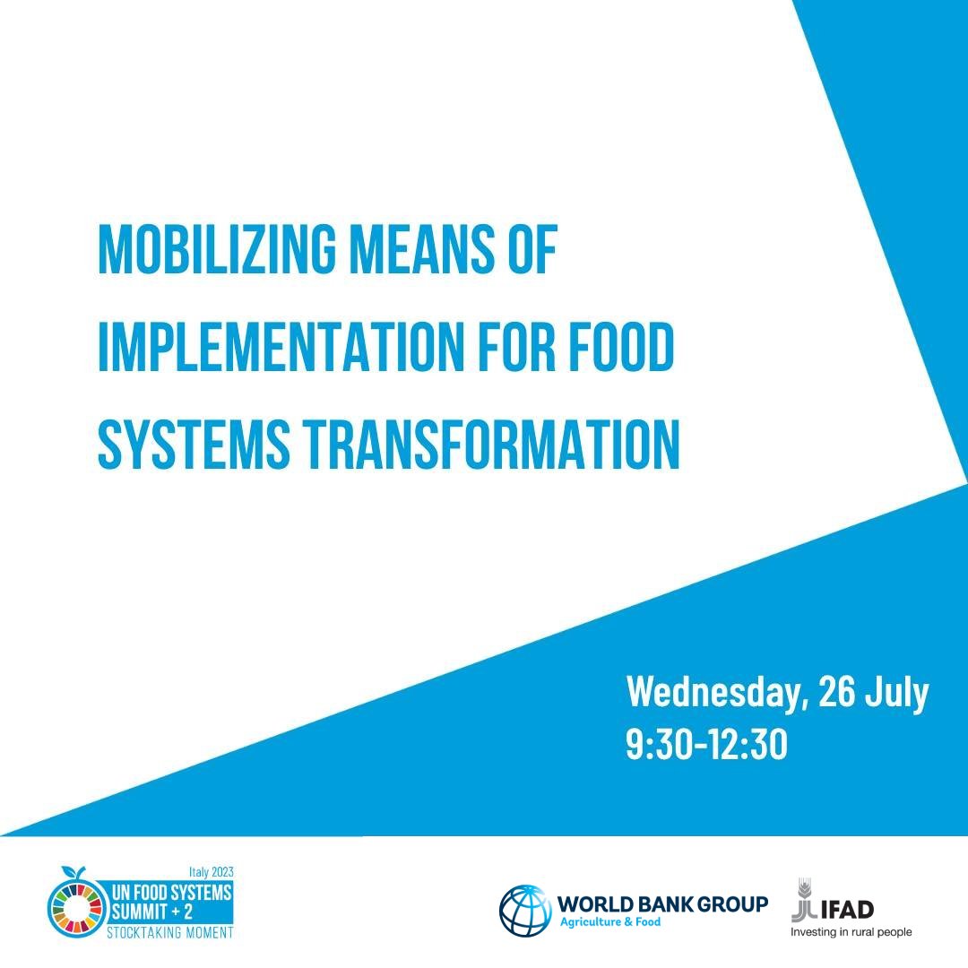 📅 Mark your calendars for the <a href="/WorldBank/">World Bank</a> &amp; <a href="/IFAD/">International Fund for Agricultural Development</a> Plenary Session at #UNFSS2023: Mobilizing Means of Implementation for Food Systems Transformation

🟢Wednesday, 26 July | 9:30-12:30 CEST

wrld.bg/MYyp50PixWh