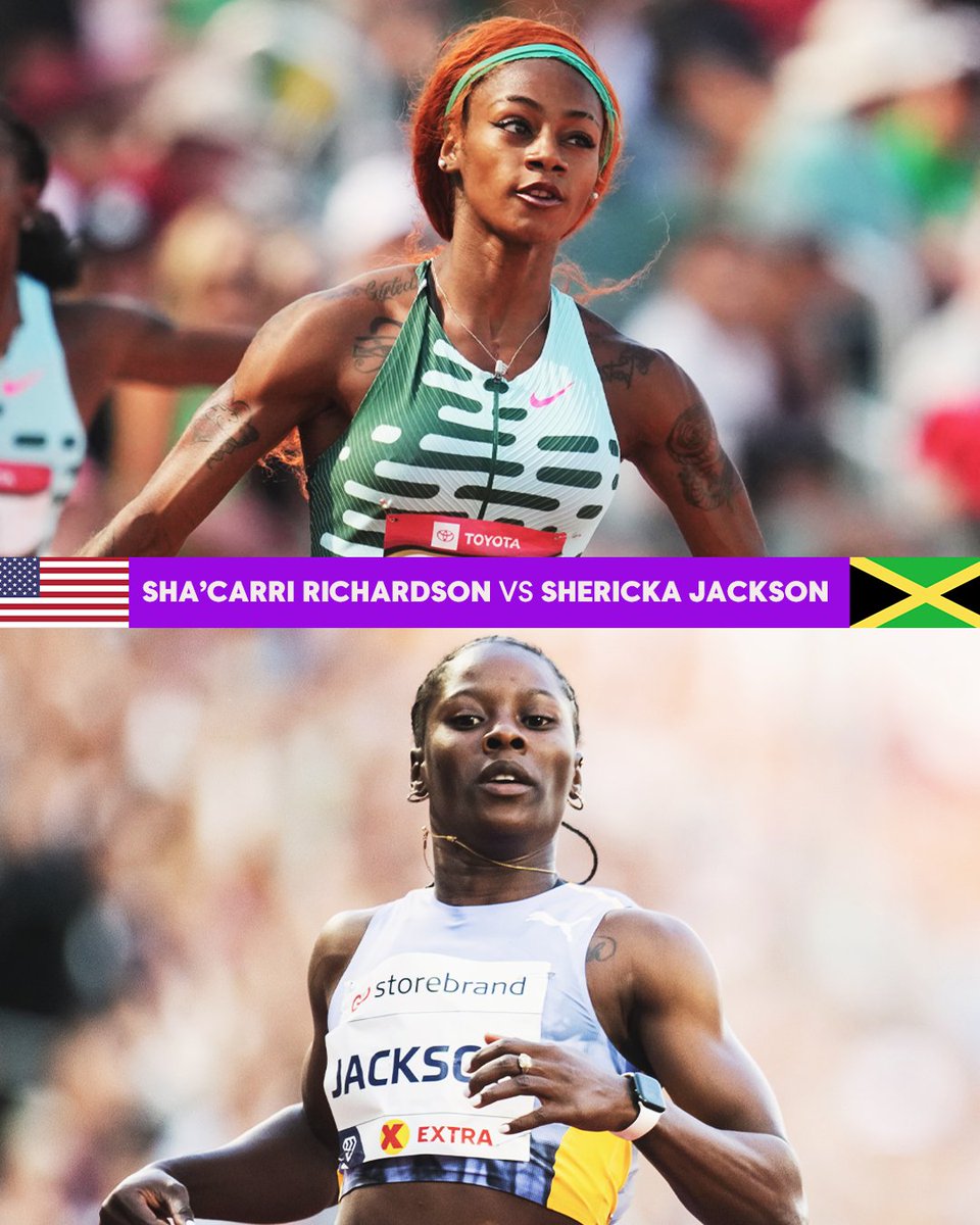 Dessutom gör världens två snabbaste kvinnor upp på 100 meter: Sha’Carri Richardson och Shericka Jackson 🇺🇸 🇯🇲