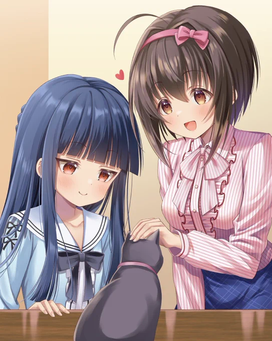 雪美ちゃんと、ペロを撫でる小日向ちゃん #佐城雪美 #小日向美穂