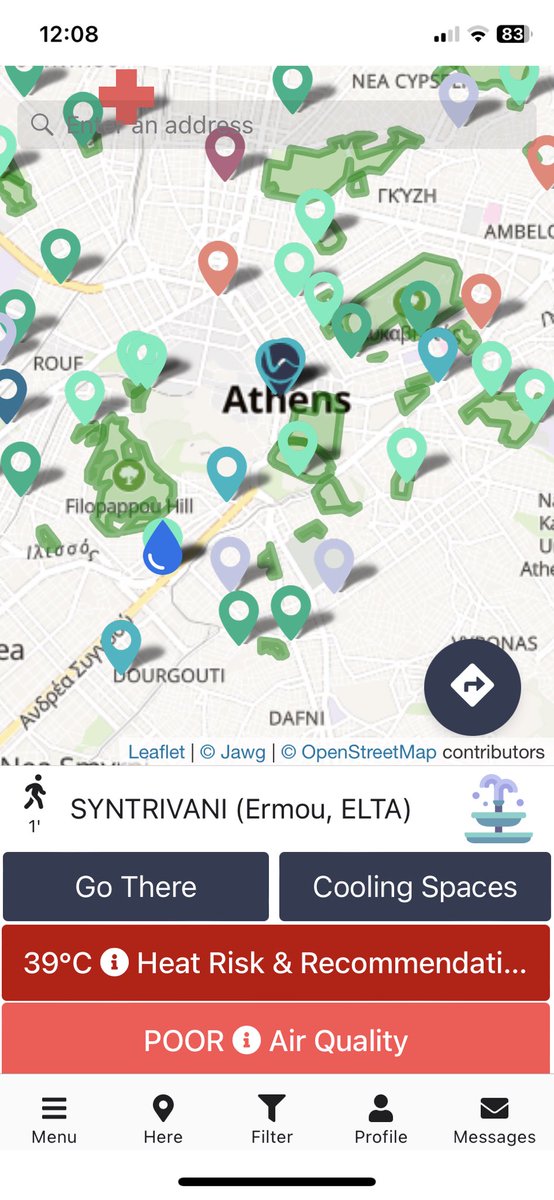 #Athens is experiencing a very long heatwave. If you are in the city, free download  EXTREMA GLOBAL #app to find suggestions to stay safe, the cooling spaces around you ⛲️ and cooler routes to your destination. 💦🌳🌳

<a href="/ResilientAthens/">Resilient Athens</a> <a href="/CityofAthens/">This is Athens</a> <a href="/heathealth_info/">Global Heat Health Information Network</a> @ArshtRock