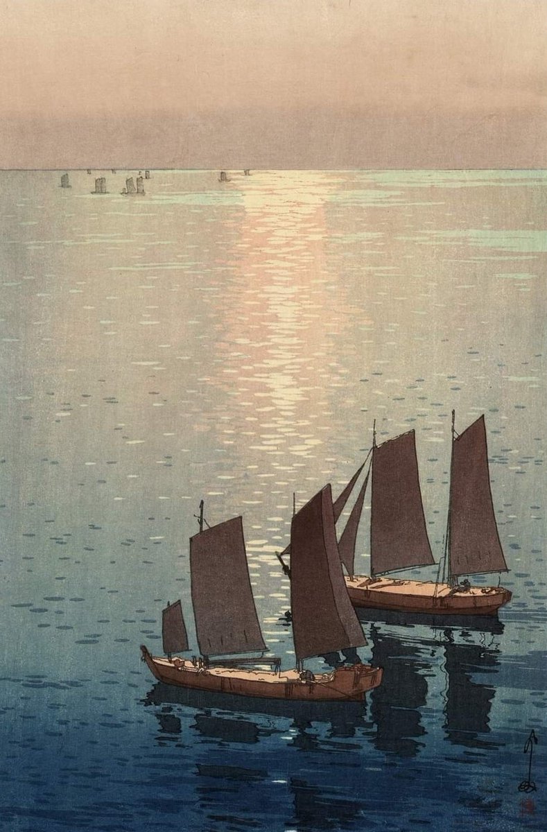 Lungo il giorno:
Si sfiniscono gli occhi
Sul mare. 

Tan Taigi ~ #InHaiku

#ConUnMareDAmare

#VentagliDiParole

Hiroshi Yoshida