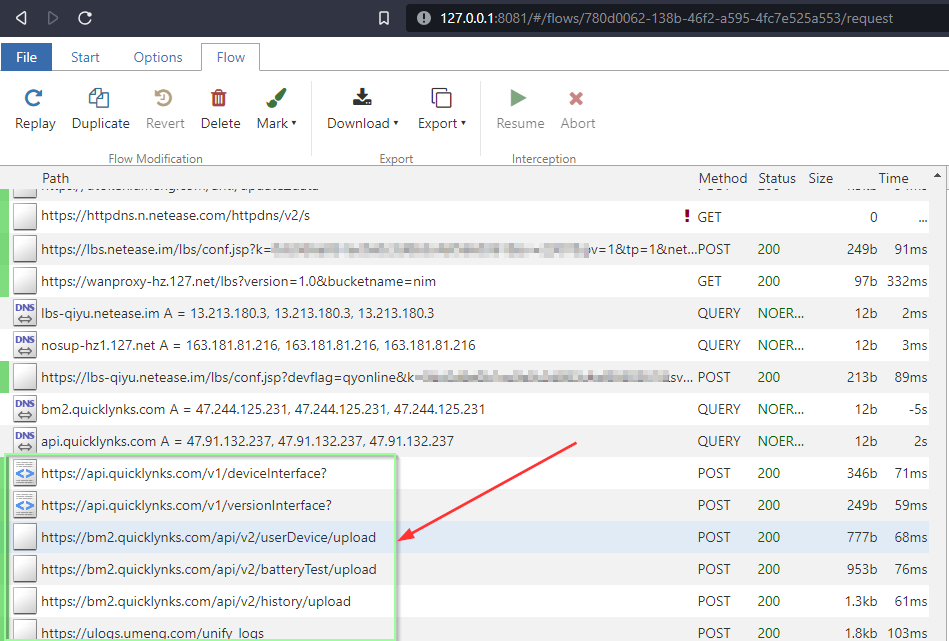 haxrob's tweet photo. To intercept HTTP/S traffic, initially went with Burp Suite which acts as a HTTP proxy.  

Can't see requests to their servers.  It seems that the analytics libraries used  obey the global HTTP proxy server settings but not the main code. 

MITMProxy solves the issue.  

(10/n) https://t.co/OWzdGfiiLD