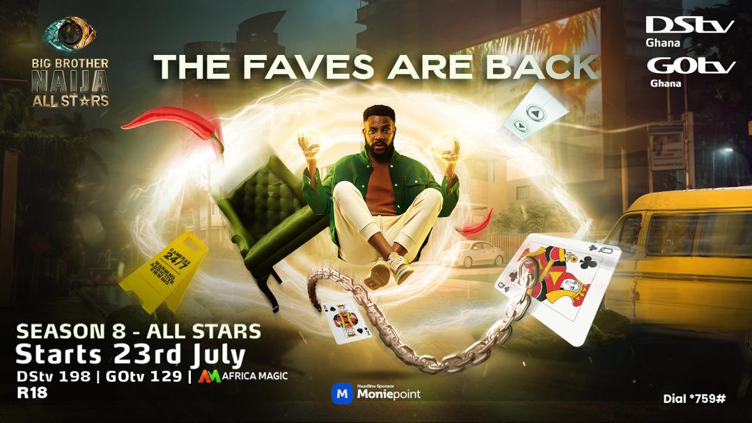 The wait is over! BIG BROTHER Naija: ALL STARS Season 8 is here to bring the heat. Watch as the best of the best battle it out for the ultimate prize, starting 23rd July on  #DStvGhana DStv 198. Get ready for explosive drama, fierce competitions, and unforgettable alliances