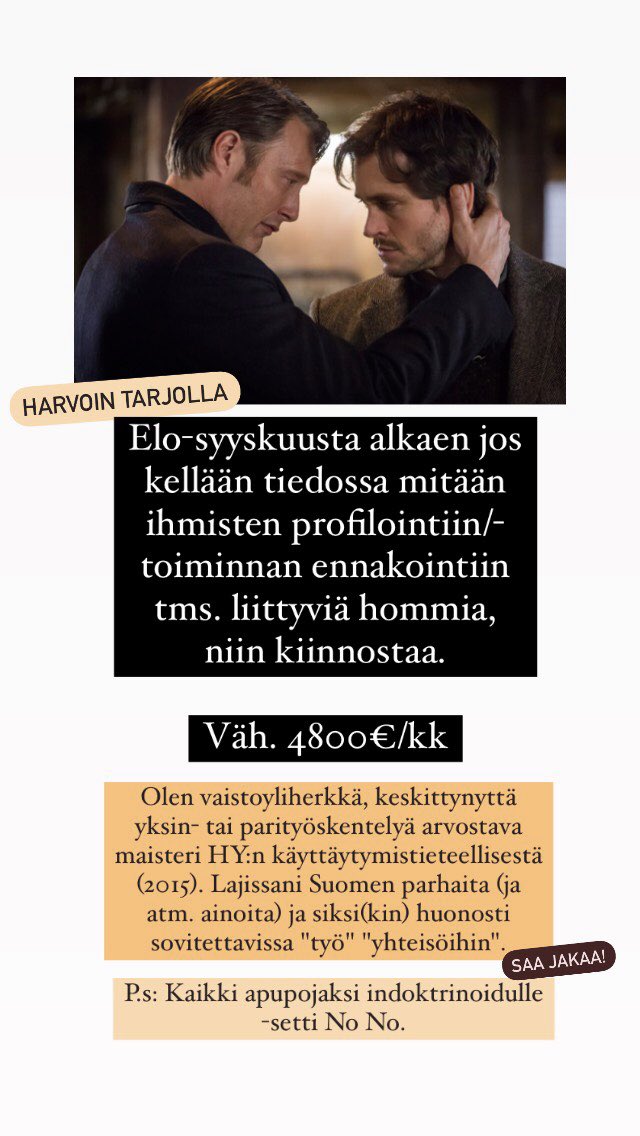 ig_taajuusvaste's tweet photo. Yhteys:
https://t.co/Sbq9QlFqld
https://t.co/y8de6v89Ys
#käyttäytymistiede #työnhaku #koulutus #rikollisuus #oikeisto #vasemmisto #hallitus #vihapuhe #vastakkainasettelu #mieli #profilointi #ammattilainen #töihin #tarjolla #ihmistiede #vaistot #erityisherkkyys #osaaminen https://t.co/wGjsmMvG71