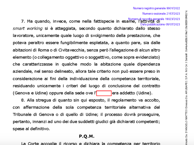 #Lavoroagile e #giurisdizione: prime questioni

Quando il #luogo di #lavoro (propria abitazione) non presenta un collegamento soggettivo e oggettivo con l'organizzazione aziendale, è competente il giudice del luogo in cui è stato concluso il #contratto
->wikilabour.it/wp-content/upl…