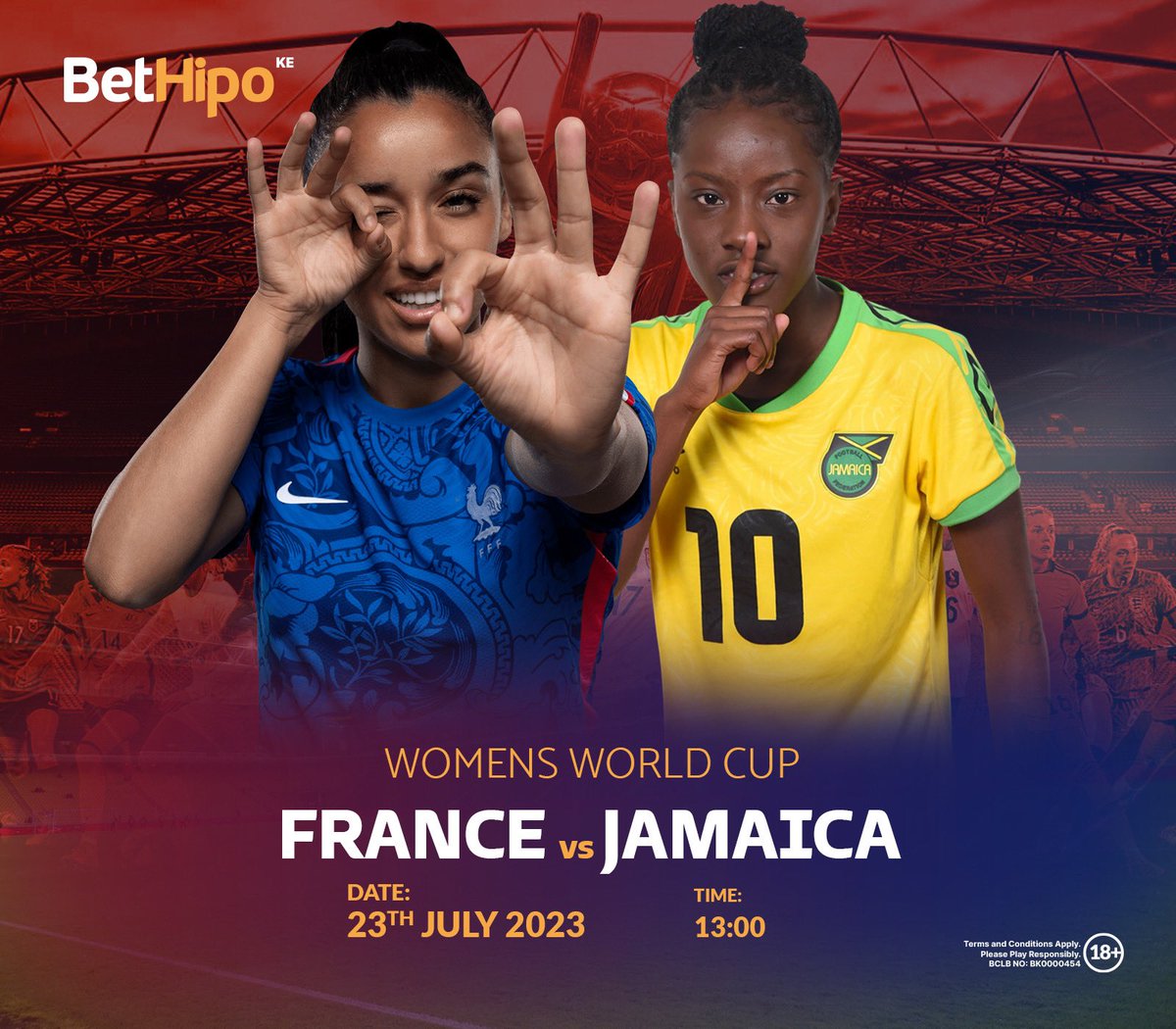 BetHipo's tweet photo. FIFA Women’s World Cup is on!

🇫🇷FRANCE VS JAMAICA🇯🇲

Wekelea game ikiendelea on BetHipo Live at https://t.co/THtUtCN4BC https://t.co/oJ4gbBVrRD