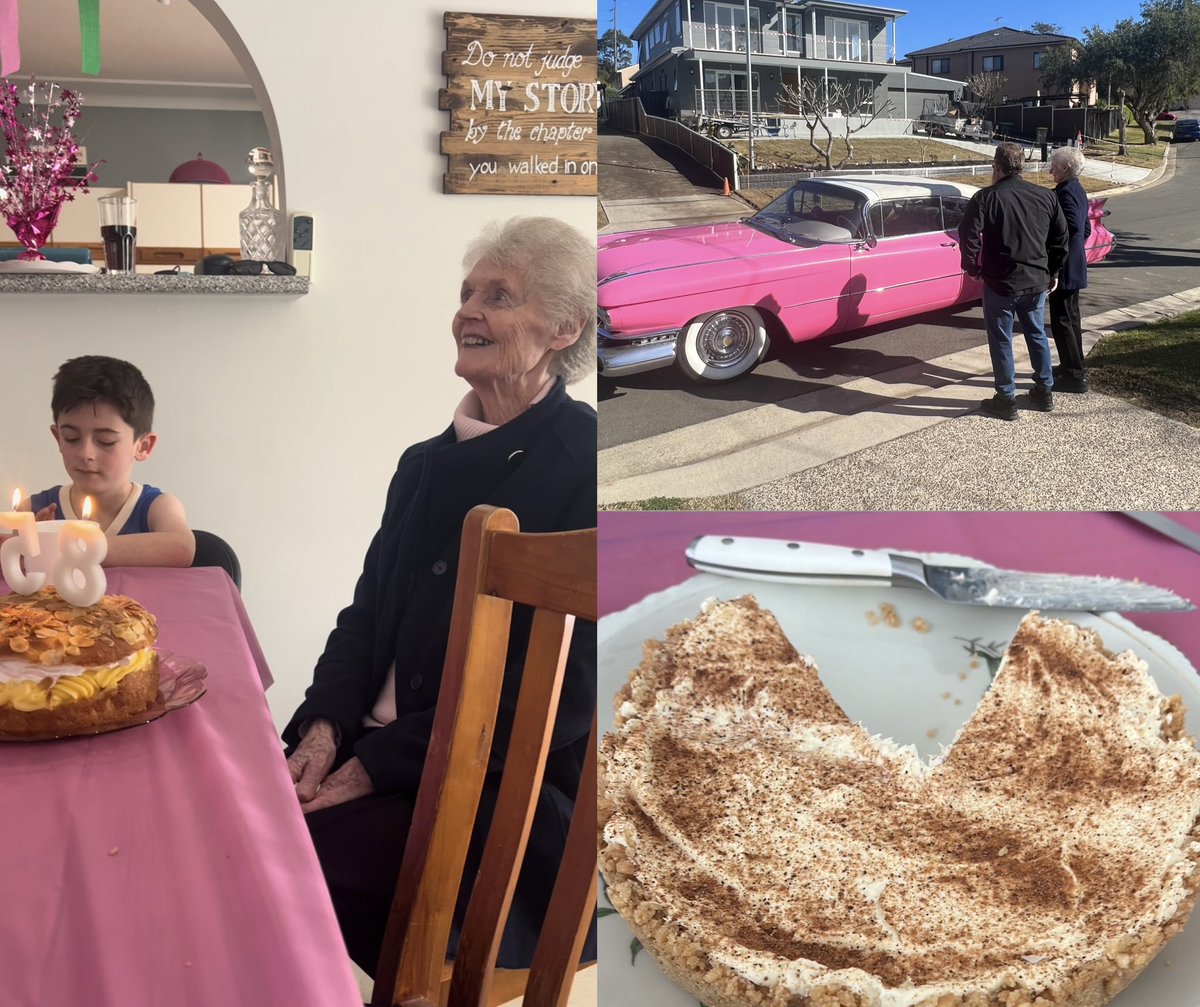 ItsFleeceKing's tweet photo. My grandmother turned 85 today 🎉 

We surprised her and hired this beautiful pink Cadillac to drive her around, she’s always loved pink Cadillacs so this was a great surprise for her. 

As she blew out her birthday candles she said ‘I wish it was 58’ 😂

Happy birthday Nan ❤️ https://t.co/xa0Pg8RsXj