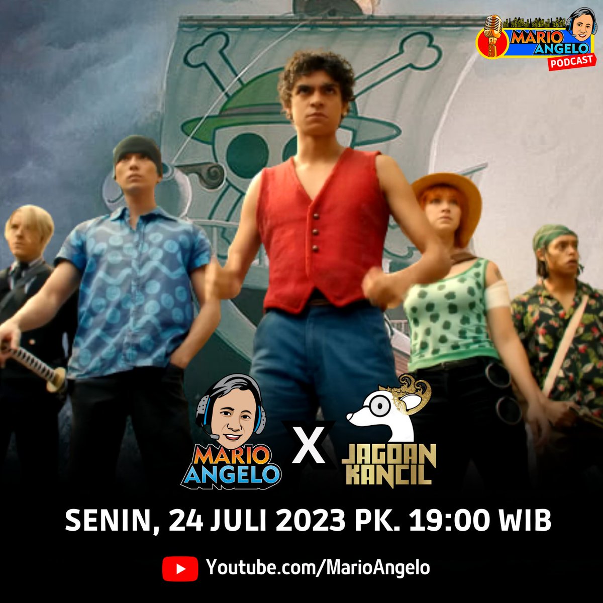 marioangelozzz's tweet photo. WAKTUNYA JADI BAJAK LAUT !! Next Podcast bareng @Jagoan_Kancil untuk membahas One Piece Live Action di Netflix bareng para Nakama nih sekalian versi anime dan manganya !! 

So stay tune agess 😅 !!  Gomu gomu no pistooool !!

#ONEPIECELIVEACTION  #ONEPIECEDAY #ONEPIECE https://t.co/6ekAYrPLhX