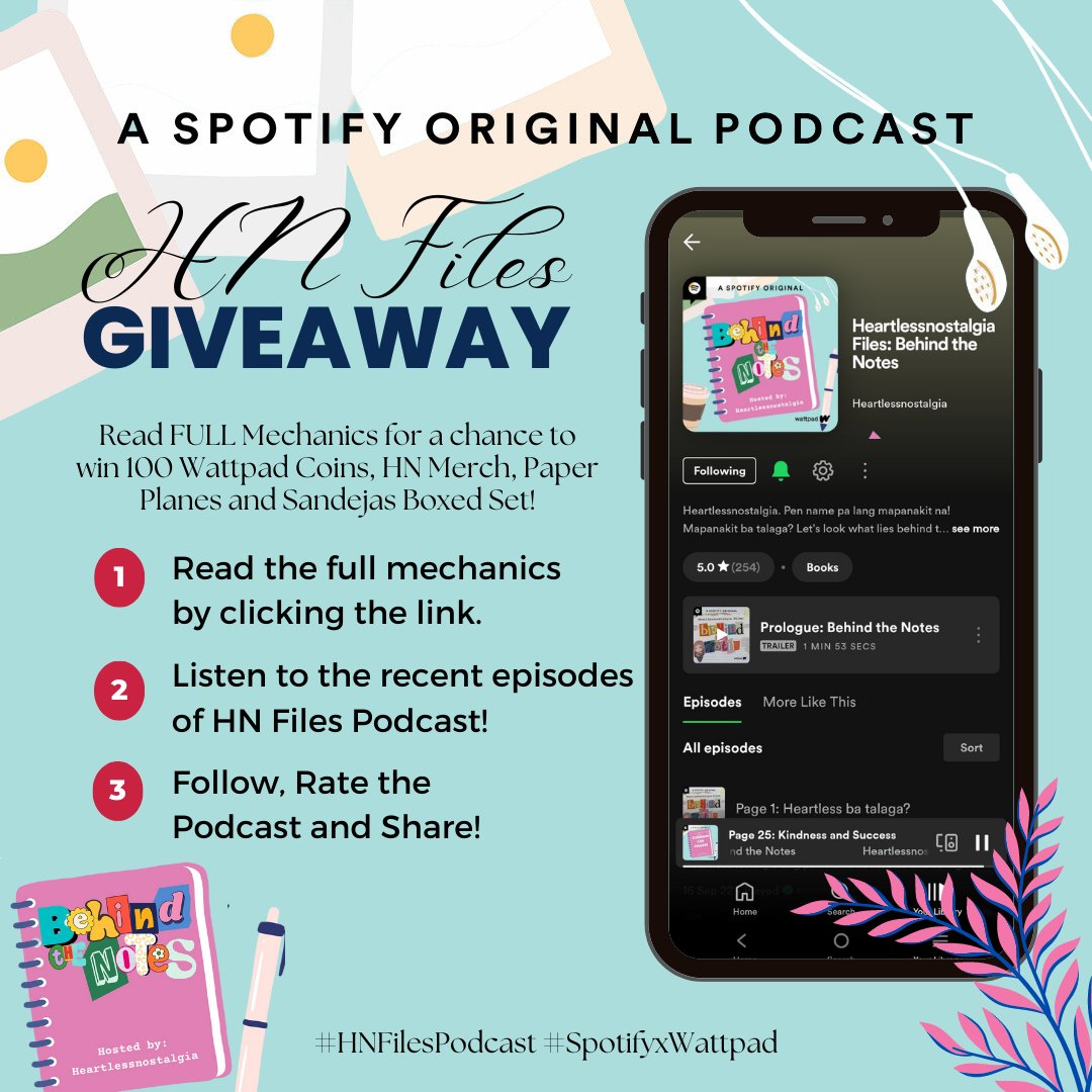 heartlessN_wp's tweet photo. #HNFilesPodcast #SpotifyxWattpad Giveaways?! Game!
To thank you for the love and support you have given HN Files, may surprise kami sa inyo! Bukod pa sa mga weekly giveaways natin (winners to be announced soon) may bonggang giveaway kami! https://t.co/S1O9NHexFy