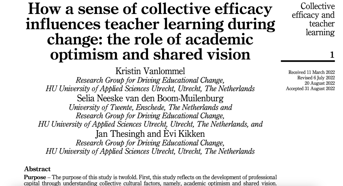 JPCCJournal's tweet photo. How a collective sense of efficacy influences teacher learning during the pandemic? How teacher learning is influenced by academic optimism and shared vision?Please read this article from JPCC Volume 8 Issue 1. https://t.co/RlCqU9Wxq8 @VanlommelK https://t.co/bxDtLOWl8V