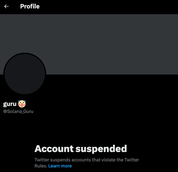 Junky369's tweet photo. Just learned guru's (@Solana_Guru) account suspended for no reason. 

I mean he kinda deserved this after launching Cirque on Ordinals 🤡

#freeguru https://t.co/p70ONU8Khd