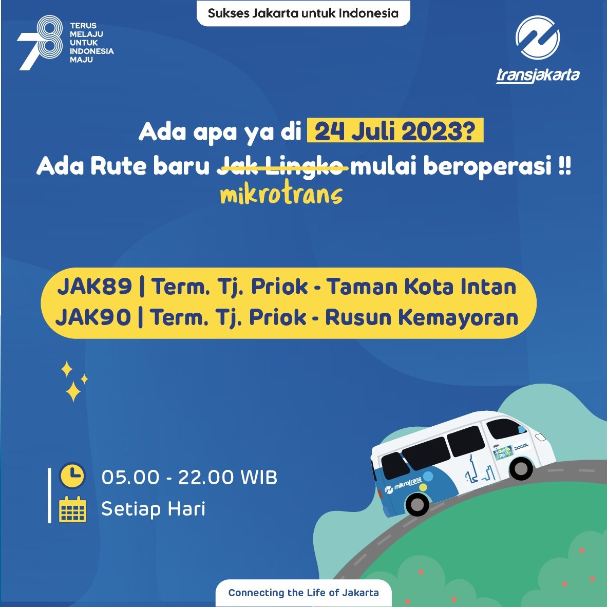 PT_Transjakarta's tweet photo. Gratis, Gratis, Gratisss!! cuma naik mikrotrans kemana-kemana RP 0!
Sahabat TiJe, Ada rute baru beroperasi pada Senin, 24 Juli 2023 loh! 
Rute JAK89 Terminal Tanjung Priok - Taman Kota Intan
dan rute JAK90 Terminal Tanjung Priok - Rusun Kemayoran
Naik mikrotrans ngga pake ribet! Tinggal tap kartu, langsungg jalan sampai tujuan ☺️

#semangaTJakarta #SelaluAda