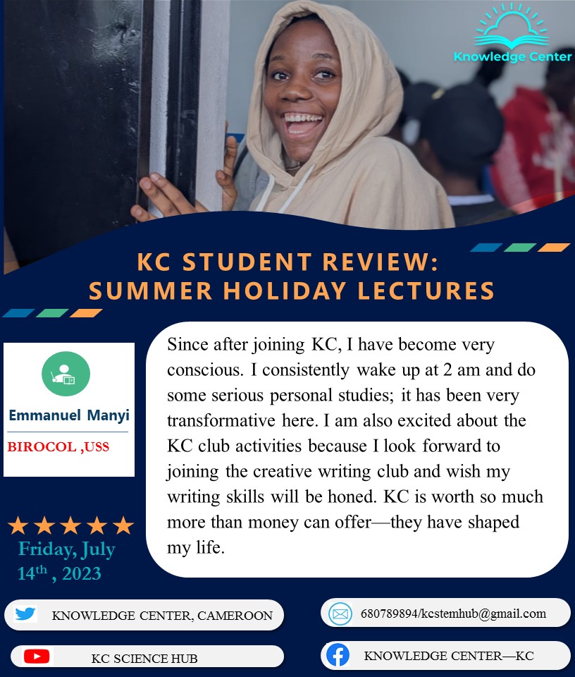 '...I have never liked maths but KC has the best maths teachers anyone could ever ask for...my study zeal has improved a lot...'

#SDG4QualityEducation 
#communityengagement 
#fortheloveofscience 
#StarrySummer