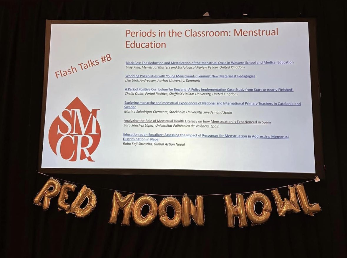 BK Shrestha Global Action Nepal &amp; <a href="/SaraParkerDidi/">Sara Parker</a> presenting <a href="/MenstruationOrg/">SMCR: Society for Menstrual Cycle Research</a> on the importance of quality menstruation education in schools and sharing the Resources for Menstruation Education currently being piloted in Nepal thanks to <a href="/BritishAcademy_/">The British Academy</a>  funding 🙏🏽 #SMRC2023