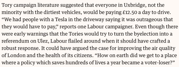 ULEZ did ensure a Tory win in Uxbridge, but only by lying about it Andrew Rawnsley has discovered that Conservative campaign literature in Uxbridge and South Ruislip implied that everybody would end up paying the ULEZ charge In reality, only about 10% could get charged