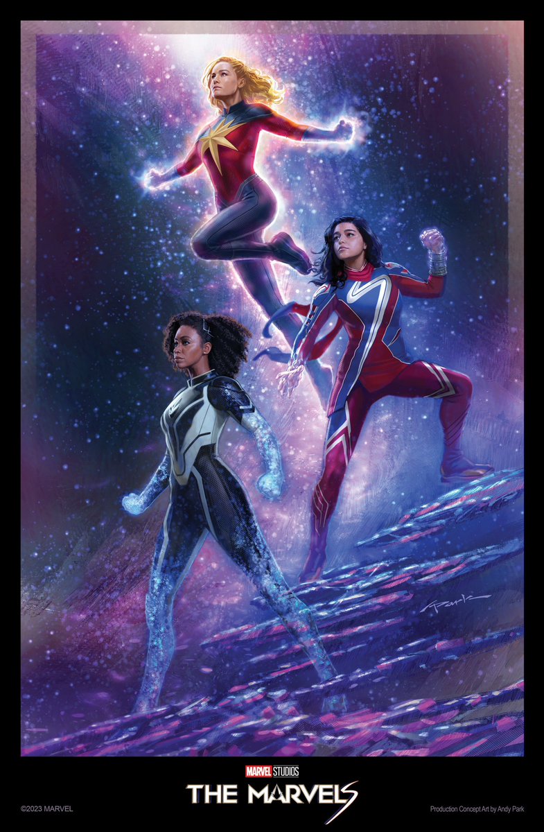 #TheMarvels return this November. Check out this exclusive #SDCC poster illustrated by @andyparkart.