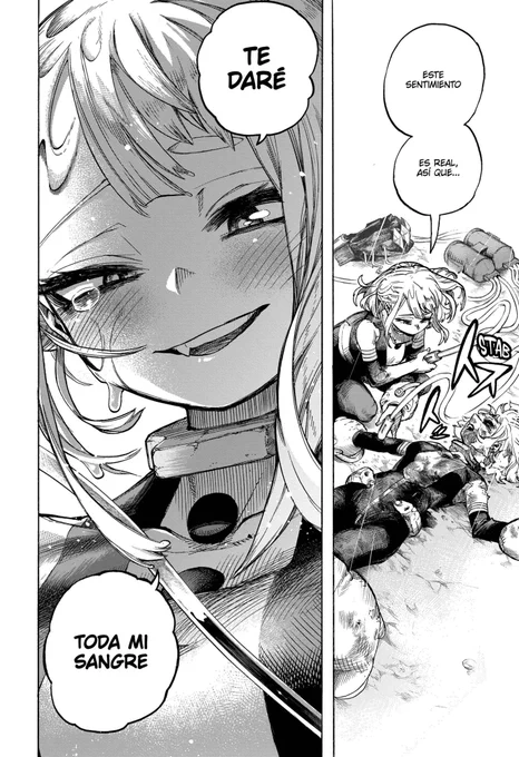 The red thread of fate with the blood transfusion. God, it's so poetic. Horikoshi loves his girls so much, he gives them great panels.