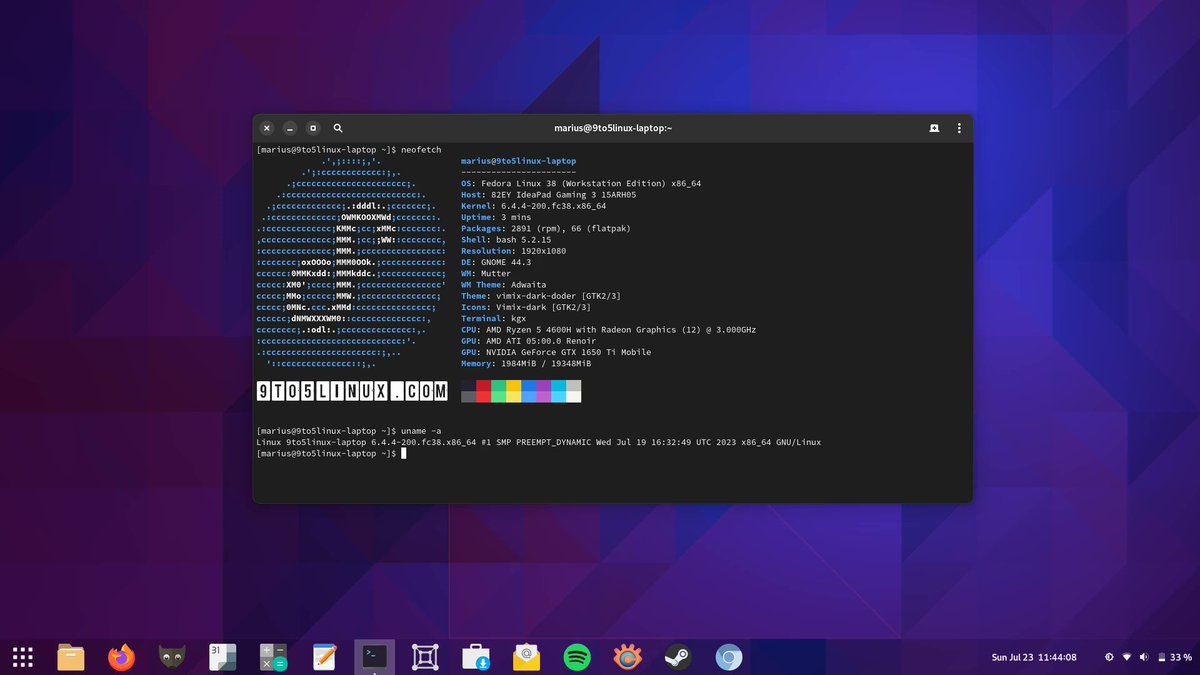 9to5linux's tweet photo. Fedora Linux 38 is now powered by #Linux kernel 6.4 🎉

@fedora #OpenSource https://t.co/BvIiESDCry