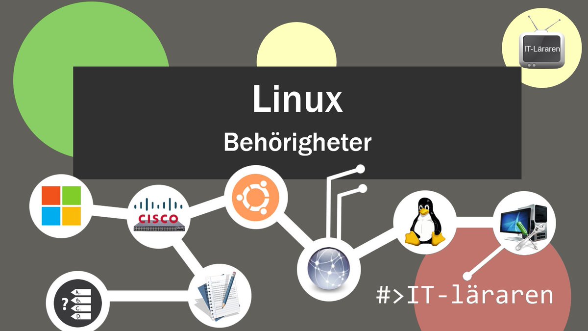 Ny Video - Linux 2023 Behörigheter
itlararen.se/videos/linux/l…
Filägarskap, ändra ägargrupp och filägare, behörigheter för filer och mappar, ändra behörigheter samt standardbehörigheter