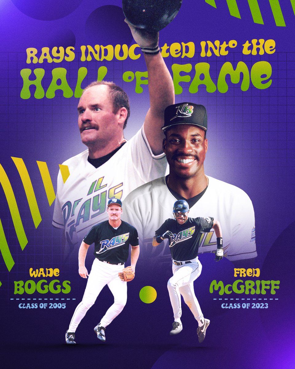 MLB's tweet photo. Fred McGriff and Wade Boggs were teammates on the first-ever @Raysbaseball team. Today, they’re reunited in @baseballhall immortality. https://t.co/qFqQFiFXyu