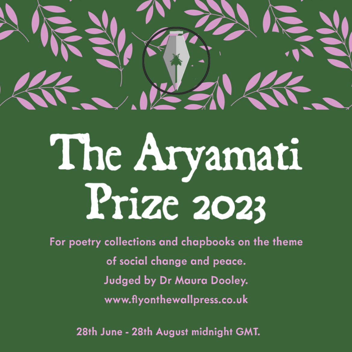 Want to be a FOTW poet in 2024?
The Aryamati Prize 2023 is open to entries until 28th August - find out more here! Peace and social change poetry.

flyonthewallpress.co.uk/the-aryamati-p…