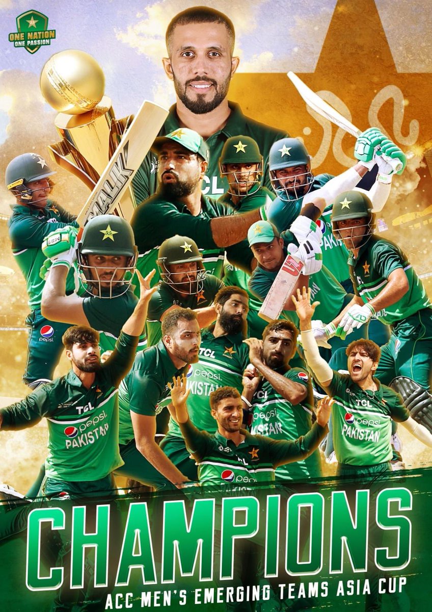 Congratulations Pakistan! Great to see what the boys have achieved. Keep shining boys 👏🏼🇵🇰

#IamGAME #EmergingAsiaCup #Cricket #Pakistan