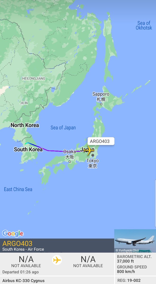 Oceanworldfree's tweet photo. 🇰🇷Republic of Korea Air Force #ROKAF #대한민국공군 #大韓民國
ARGO403 19-002 #71F863 toward #Seattle

Airbus A330-243(MRTT) https://t.co/pBisBxekhA