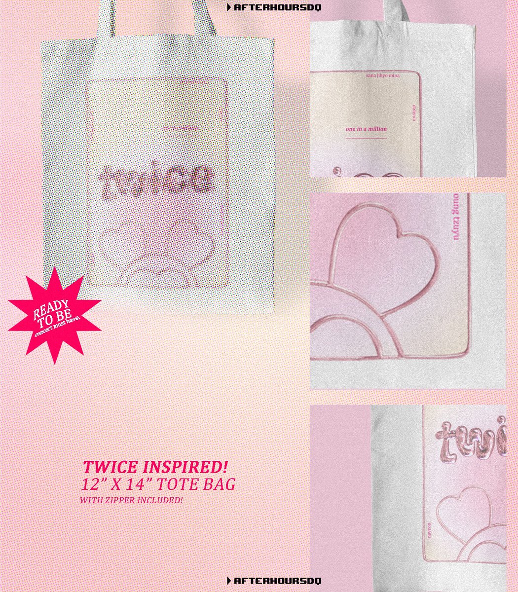 ˏˋ°•*⁀➷ TWICE INSPIRED 
MINI COLLECTION •*

Interest check!
tote bag w/ zipper 🤍

Order collection starts on TUESDAY, July 25!

🏷 wts lfb ic, rtb ready to be bulacan ph once nayeon jeongyeon momo sana jihyo mina dahyun chaeyoung tzuyu help rt

#TWICE_5TH_WORLD_TOUR_BULACAN
