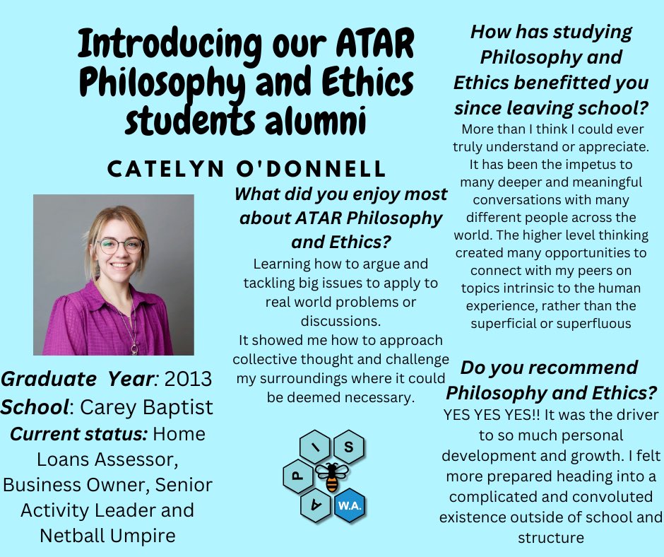 APIS - Association for Philosophy in Schools inc. (@apisinc) on Twitter photo Continuing our series of former Philosophy and ethics students in Western Australia, we would like to introduce Catelyn Oβ Donnell from the class of 2013. Where will Philosophy take you? Continuing our series of former Philosophy and ethics students in Western Australia, we would like to introduce Catelyn Oβ Donnell from the class of 2013. Where will Philosophy take you?