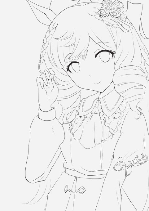 今夜は線画をのんびり描いてます〜 この娘むずかしいっす〜