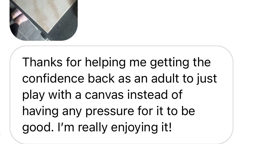 I think that my workshops are on track to be useful in helping adults explore their creative sides 🙌🏼
I was sent this yesterday and it made my day 😄