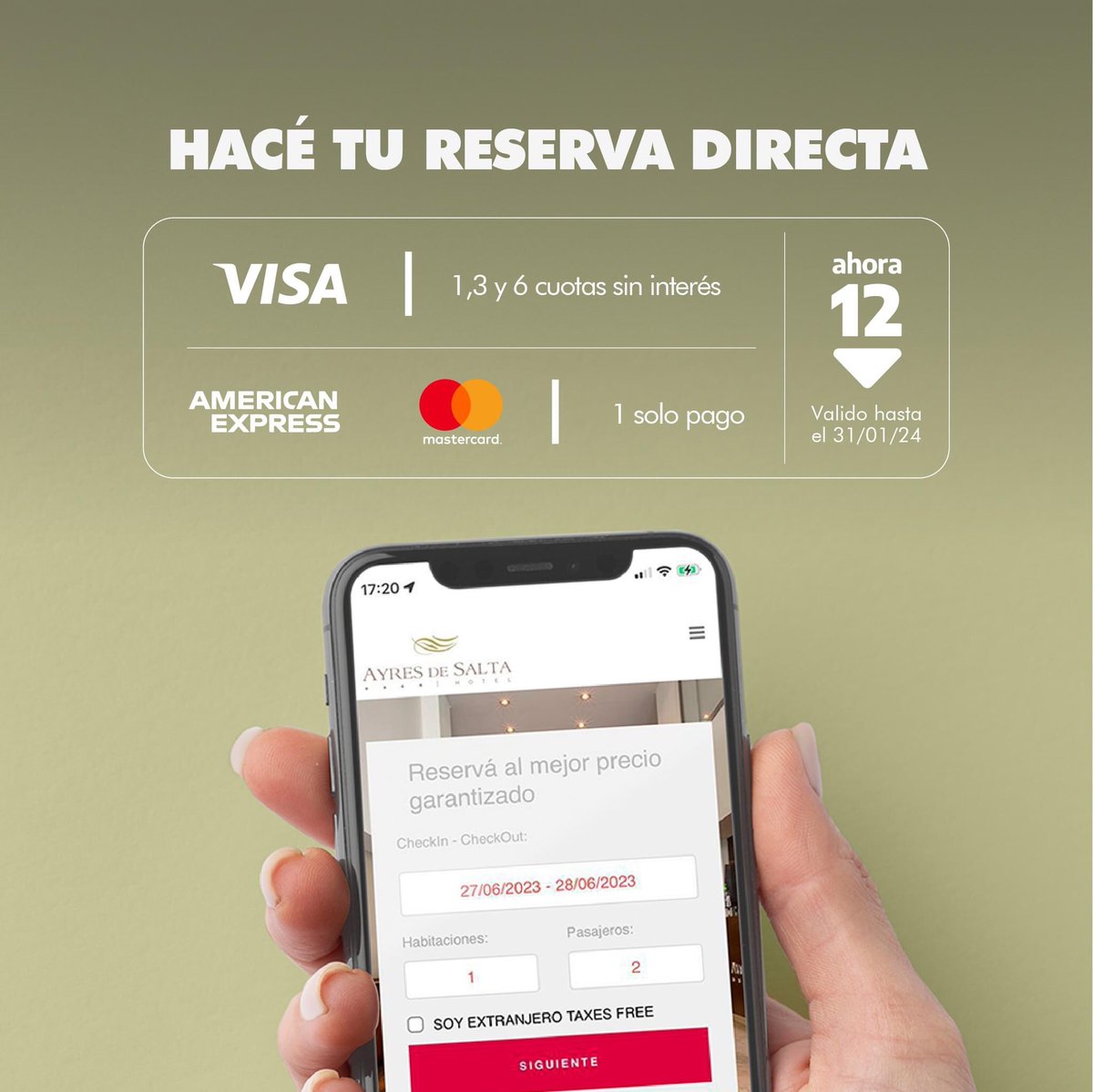 Realizando tu reserva directa obtenés el mejor precio y accedés a promociones exclusivas:
░░ reservas@ayresdesalta.com.ar
░░ (0387) 422 1616

#Salta #SaltaCapital #HotelSalta #SaltaLaLinda #Hotel #Hotelería #HotelesConEncanto #Viajes #ViajesArgentina #Argentina #Confort