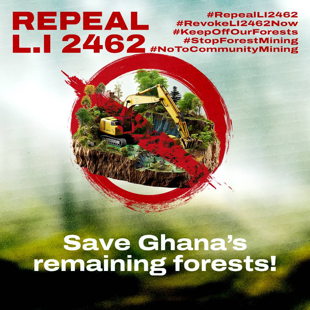 maama_nii's tweet photo. In November 2022, a new legal instrument, L.I. 2462, 'Environmental Protection (Mining in Forest Reserves) Regulations,' was passed by Parliament 🇬🇭.This action remained unknown to civil society organisations until March 2023
#RepealLI2462 #RevokeLI2462Now #KeepOffOurForests https://t.co/XZDM77q9ne