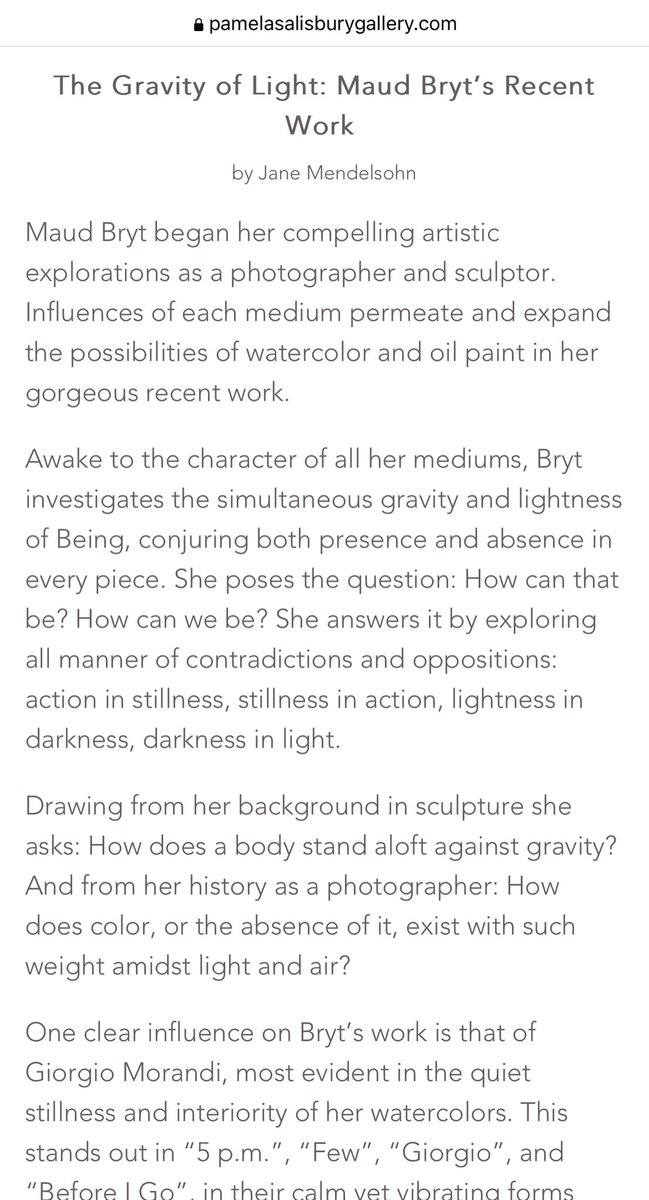 Maud Bryt: Recent Work, #watercolors and #oils. Opening Saturday July 29 4-6pm #PamelaSalisburyGallery in Hudson NY. 7/29-8/27/23 Catalog essay by <a href="/JaneMendelsohn/">Jane Mendelsohn</a> “The Gravity Of Light”