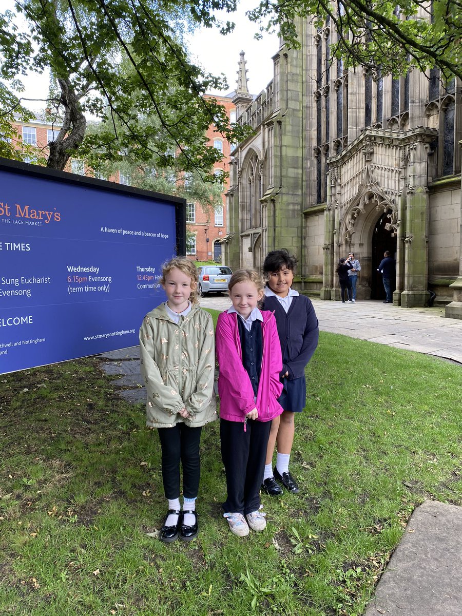 Absolute pleasure to listen to these three young ladies singing in the Nottingham City Children’s Choir at St. Mary’s church in the Lace Market this morning. They showed such resilience, representing themselves, Robert Shaw Primary school and Transform Trust 😊