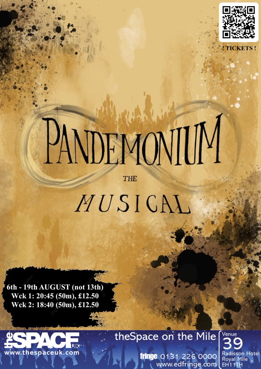 <a href="/RyanRGerrard/">Ryan Ralph Gerrard</a> Check out 'Pandemonium'- we have a whole song about being weird and wonderful !!! 

6th august - 19th august at TheSpaceOnTheMile 

🔥📜🖋️🕯️☁️
<a href="/cameron_lythgoe/">Cameron Lythgoe</a> <a href="/pandem_musical/">PANDEMONIUM! THE MUSICAL</a> <a href="/theSpaceUK/">theSpaceUK</a> <a href="/edfringe/">Edinburgh Festival Fringe</a>