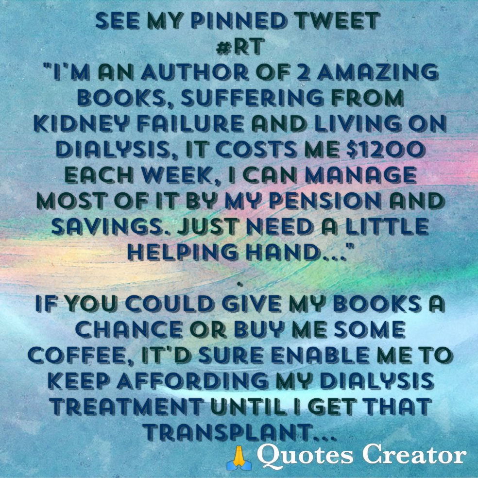 HELP ME EARN MY TREATMENT 🙏❤️😊 MY STORY salvagewrites.blogspot.com/2022/08/help-m… BOOKS amazon.com/Panther-Other-… . amazon.com/Kings-Magic-Am… . DONATE❤️☕ buymeacoffee.com/HelpTristian Or paypal.me/HelpTristian 🌊🌊 STRONGER TOGETHER🌊🌊 Czvsvddbl @ladyjanegarland @kimberlyanne68 @crygood @Ronyegee