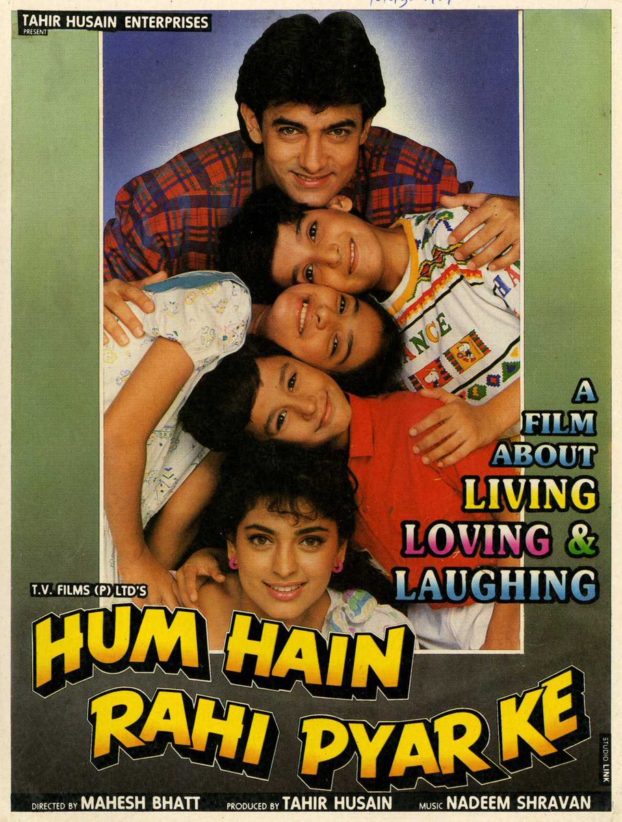 30 Years of #HumHainRahiPyarKe (23/07/1993). 

Directed by #MaheshBhatt with the screenplay by #AamirKhan & Robin Bhatt. It stars Aamir Khan, #JuhiChawla, Sharokh Bharucha, #KunalKhemu, Navneet Nishan & Baby Ashrafa. Songs by #NadeemShravan  & #Sameer. 

Which is your favourite