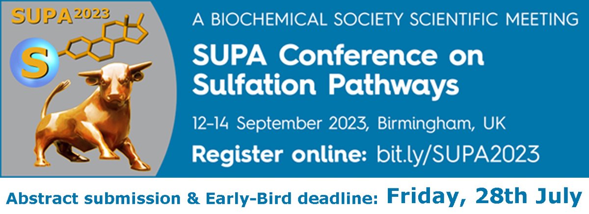 Dr Jon Wolf Mueller (@jonwolfmueller) on Twitter photo Delighted to see SUPA 2023 taking shape, Birmingham (UK), 12-14 Sept 2023,
organized by <a href="/unibirmingham/">Uni of Birmingham</a> and my co-organizers Iru Dias <a href="/AstonUniversity/">Aston University</a> and <a href="/DanielaFietz/">Daniela Fietz</a> <a href="/jlugiessen/">Universität Gießen</a>
SUPA 2023 is about discussing all things sulfation pathways biology and conjugation systems. Delighted to see SUPA 2023 taking shape, Birmingham (UK), 12-14 Sept 2023,
organized by <a href="/unibirmingham/">Uni of Birmingham</a> and my co-organizers Iru Dias <a href="/AstonUniversity/">Aston University</a> and <a href="/DanielaFietz/">Daniela Fietz</a> <a href="/jlugiessen/">Universität Gießen</a>
SUPA 2023 is about discussing all things sulfation pathways biology and conjugation systems.