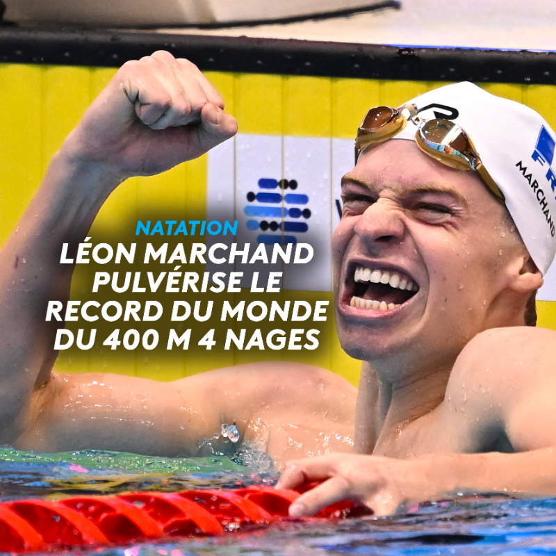 francetvsport's tweet photo. #Fukuoka2023 | 🇫🇷 Léon Marchand vient de frapper un très grand coup à Fukuoka ! Un titre mondial et un record du monde 👑

Revivez sa finale historique en intégralité ⬇️